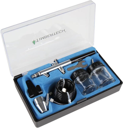 Timbertech Airbrush Kit met Compressor ABPST06 met krachtige 1/6 HP Airbrush Compressor met tank en 2 Airbrush Gun Kits voor Airbrush Schilderen Make-up Nail en Tattoo Studio's Hobby en ga zo maar