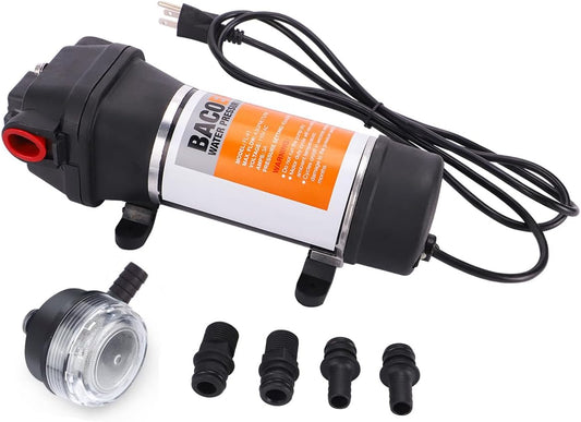 Zelfaanzuigende waterpomp – Drukpomp – Membranepomp – Drinkwaterpomp – Pomp Voor Caravan, Boot En Vrachtwagen – AC220V 40 PSI – Automatische Start/Stop Met 2,7 Bar – 17 Liter Per Minuut