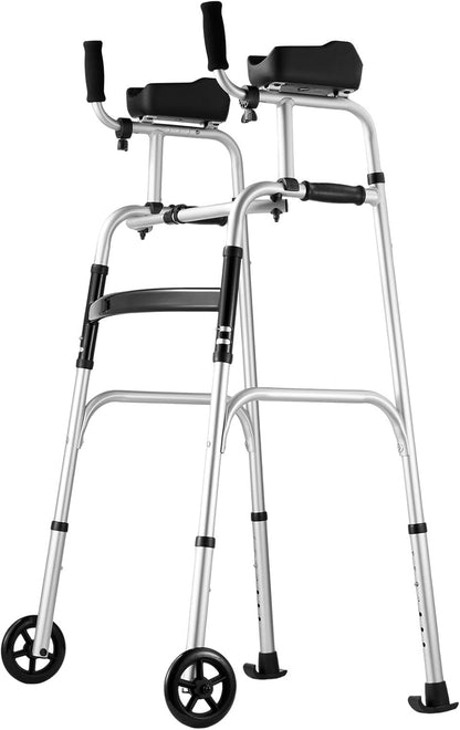 Opvouwbare rollator met onderarmsteun van aluminium voor ouderen en breekbare personen, inklapbaar, revalidatie, 8 hoogte-instellingen, medisch hulpmiddel klasse 1