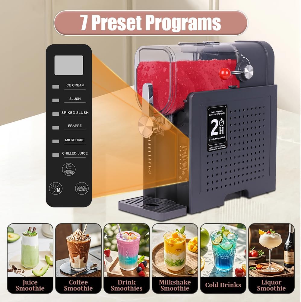 Slushy-machine, 1,6 l diepvriesdranken, slushys, cocktails, bevroren sappen, frappés en smoothies, 6 programma's, geen ijs of voorbereidingen