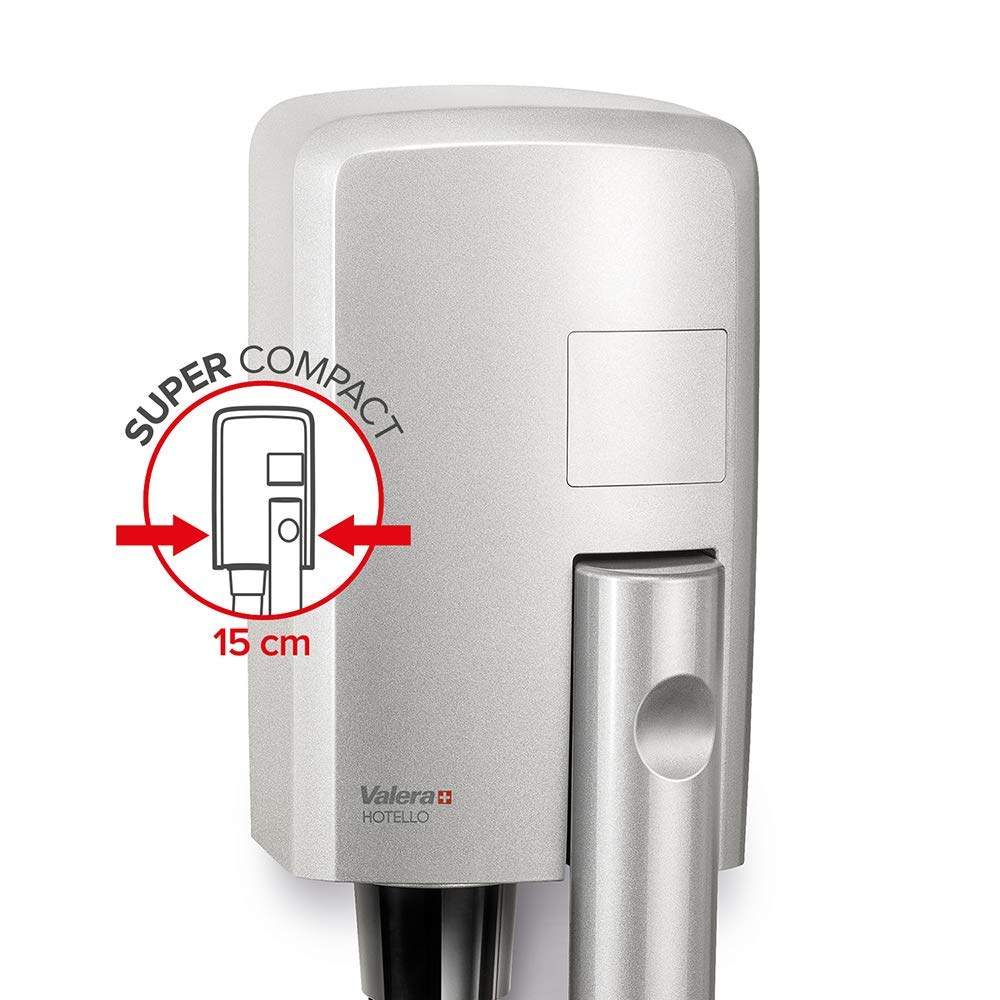 Valera 58320120 - Hotello buis haardroger met muurbeugel - wandmodel voor hotels en thuis, compact en krachtig, 1200 Watt, Zilver