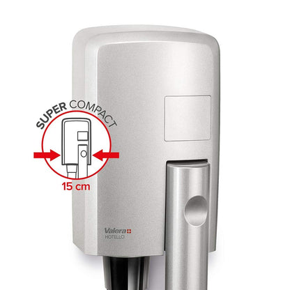 Valera 58320120 - Hotello buis haardroger met muurbeugel - wandmodel voor hotels en thuis, compact en krachtig, 1200 Watt, Zilver