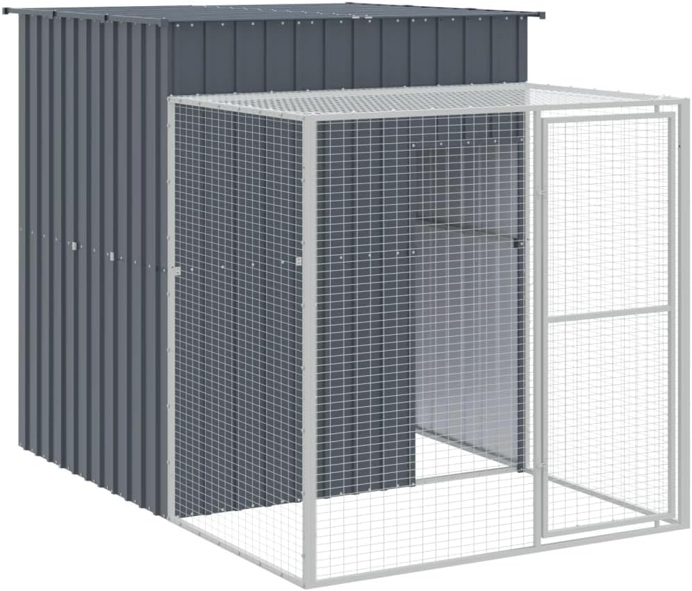 Tidyard Chicken Coop Chicken Coop with Spout Chicken Coop for Small Animals Poultry House 165 x 251 x 181 cm (L x W x H) for Bird Cage, Small Animals, Pet Cage, Steel