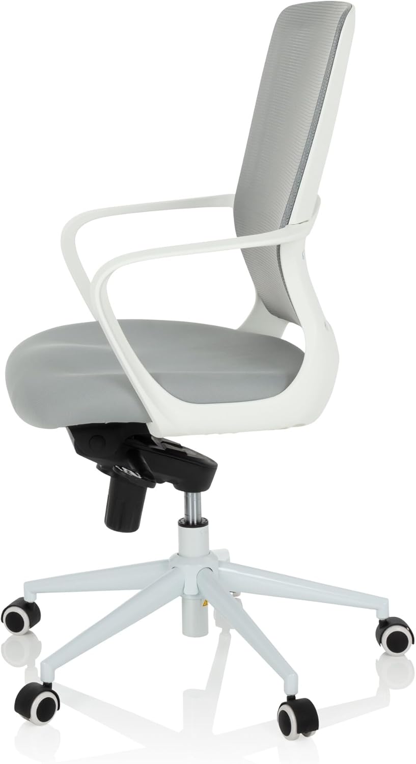 hjh OFFICE 760016 bureaustoel ESTRIA stof lichtgrijs/wit bureaustoel met netrug, in hoogte verstelbaar, 107 x 56,5 x 58 cm
