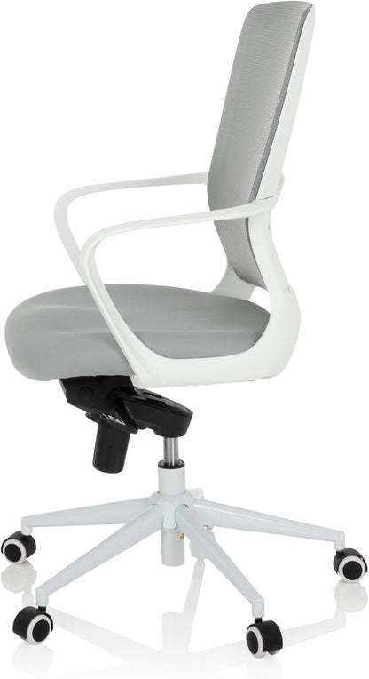 hjh OFFICE 760016 bureaustoel ESTRIA stof lichtgrijs/wit bureaustoel met netrug, in hoogte verstelbaar, 107 x 56,5 x 58 cm