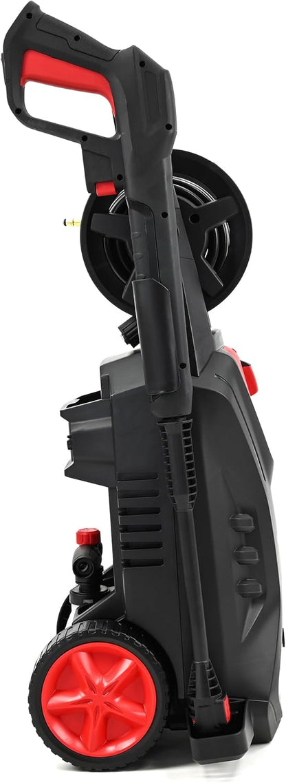 LEHMANN Hudson Hogedrukreiniger met Aluminium Pomp, 1800 W, Max. 220 Bar Druk, 450 l/h Debiet, Accessoireset - Terrasborstel, Schuimer, Velgenborstel, Ideaal voor Terrassen, Tuinen, Auto