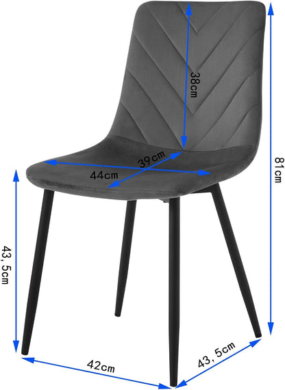 Eetkamerstoelset van 4 - Stoel - Woonkamerstoel - Eetkamer - 44 cm x 81 cm x 51 cm - Donkergrijs