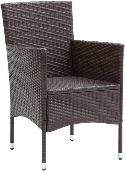 Set of 2 modern garden chairs made of rattan with removable cushions, hand-woven poly rattan and weather-resistant steel frame, ergonomic design - QUORE