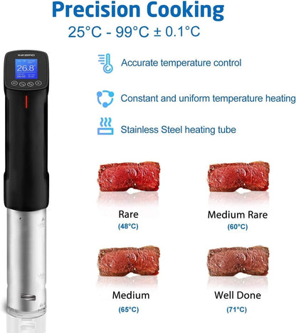 INKBIRD ISV-100W Sous Vide Stick + Beschermhoes | WiFi Roner Professioneel vacuümkoken op lage temperatuur 1000 W, Roner Stijve EVA-tas voor Transport, Antikras, Antistof, Zwart