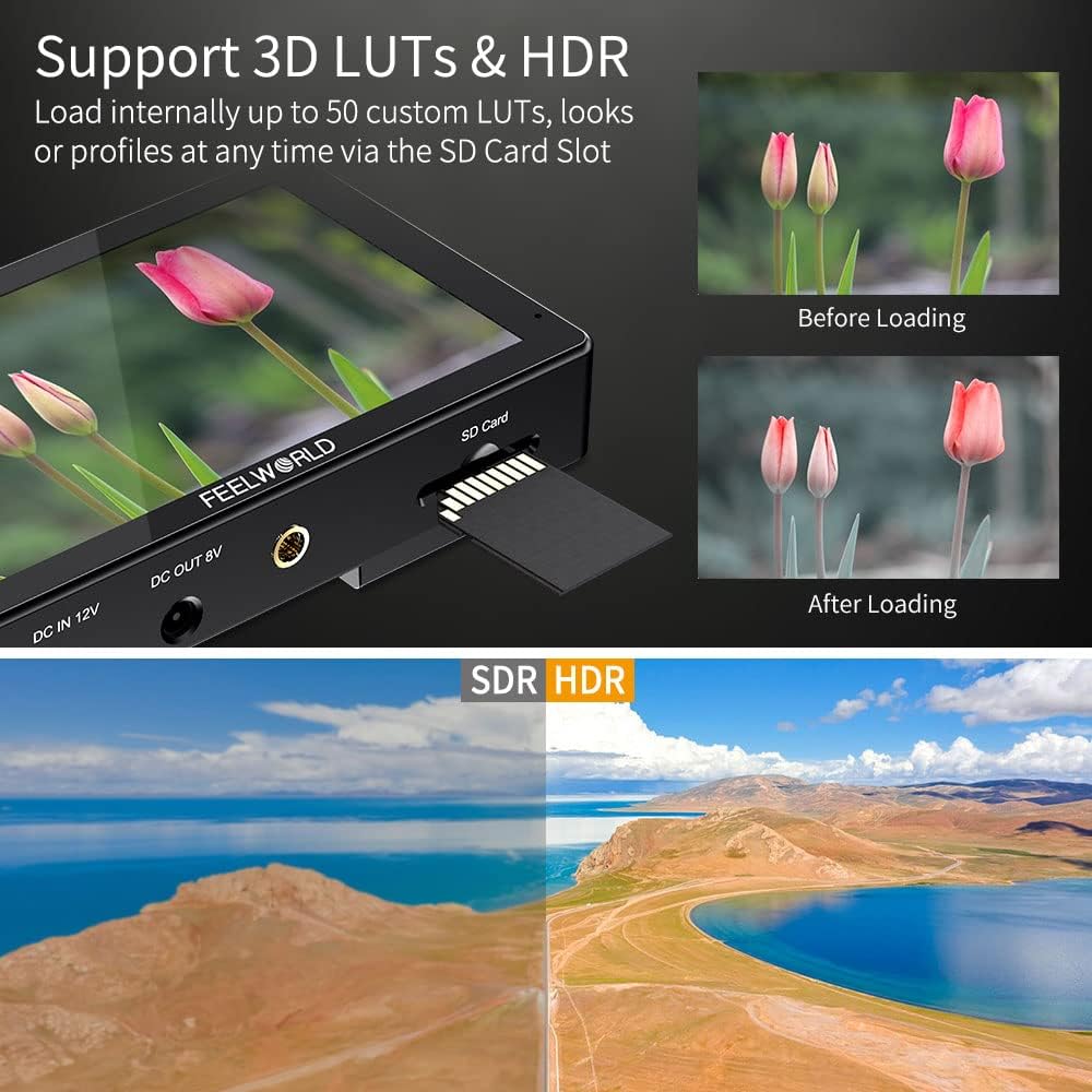 FEELWORLD LUT5 DSLR Camera DSLR Monitor 5.5" 3000nitUltra High Brightness 3DLUT HDR Touch Screen Monitor 1920 * 1080 4K HDMI - QUORE