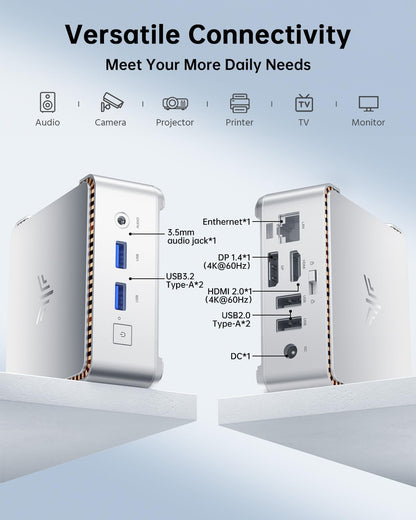 NiPoGi Essenx E2 Mini PC Ιntel Alder Lake-Ν95 (tot 3,40 GHz) 16GB DDR4, 512GB M.2 SSD, Mini Desktop Computer W-11 Pro, HDMI, DP, 4K Dual-Display, Dual WiFi, Micro PC met VESA voor Kantoor/Thuis/HTPC