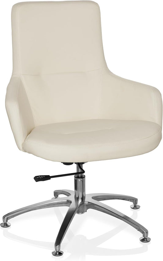 Relaxstoel – Loungefauteuil – Fauteuil – Draaistoel – Relaxfauteuil – Crème Wit Kunstleer – Individueel Instelbaar Kantelmechanisme – 180° Draaibaar