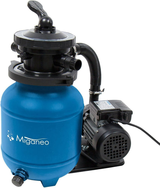 Miganeo Speed Clean Dynamic 6500 Zandfilterinstallatie, blauw, pompvermogen 4500 l/u, filtervermogen 3.900 l/u, filterinstallatie voor zwembaden tot 19.000 liter, energiebesparend 200 watt