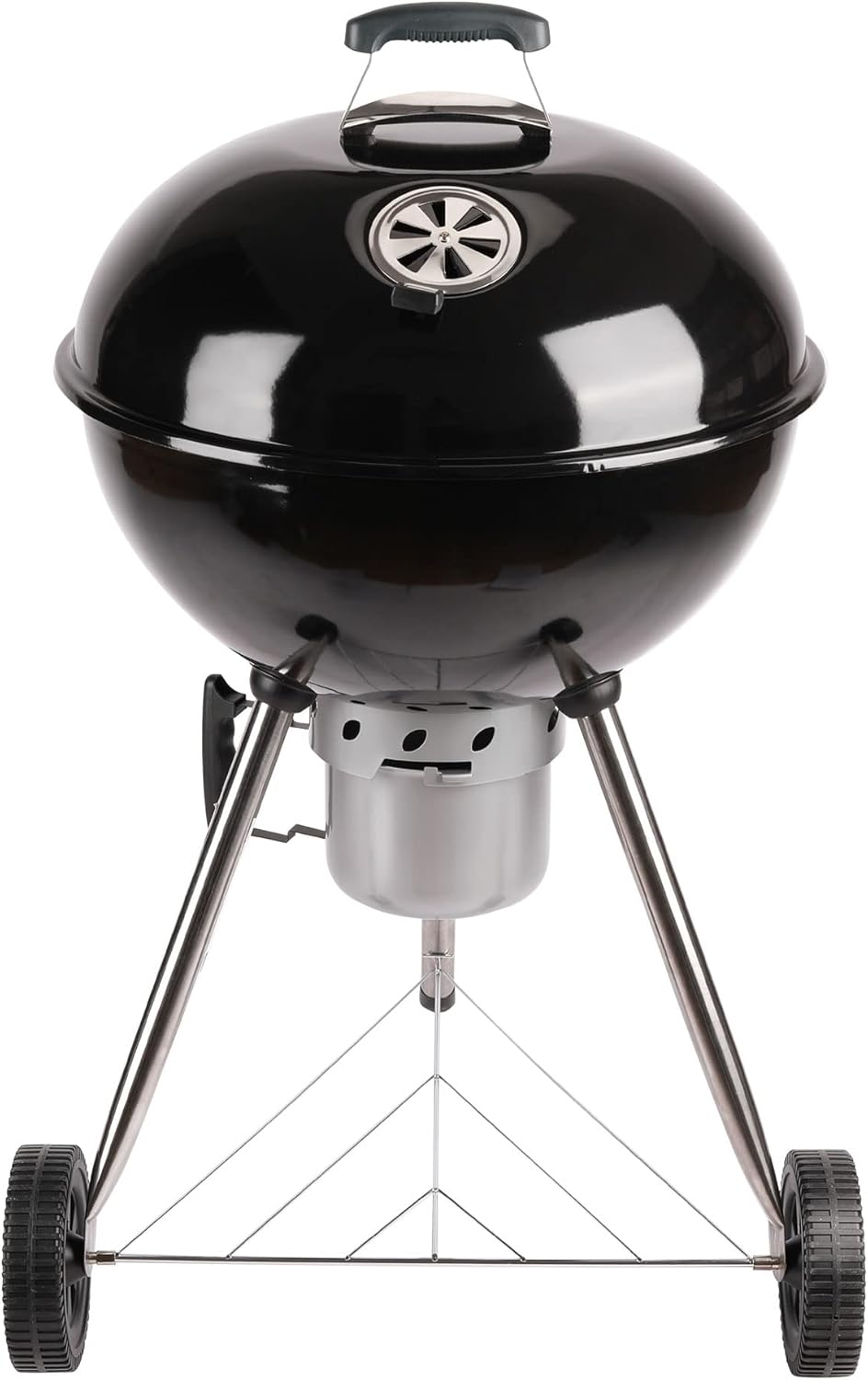 Amig - Fireplus Draagbare Houtskoolbarbecue - Ronde barbecue met deksel en wielen - Met ventilatiesysteem en aslade - Stalen grillrooster Ø53,5 cm - Afmetingen: 68,4 x 64 x 100 cm