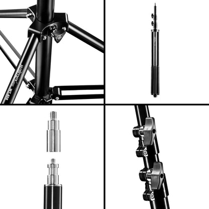 Dimbare LED-vlaklamp incl. lampstatief – Videolicht – Lichtpaneel – Studiolamp – Fotolamp – Flikkervrij – 5600K Daglichtkleur