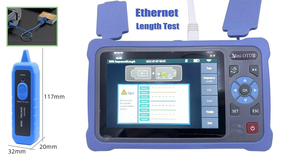 Elfcam® - OTDR voor FTTH, 26dB/24dB single-mode 1310nm / 1550nm, draagbaar 4-in-1 OTDR + VFL+ OPM + OLS, OTDR optische vezeltester/reflectometer van het optische domein, tot 100 km (ELF-5800)