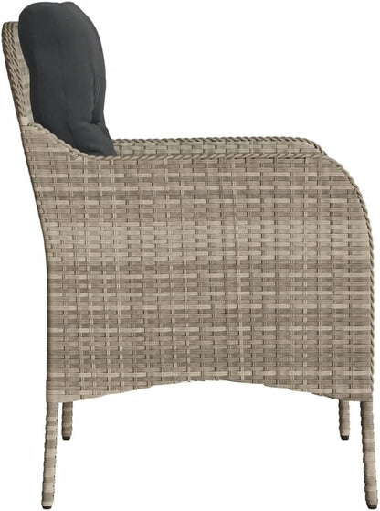 Gecheer 2 x Garden Chairs with Cushion, Light Grey, Poly Rattan Garden Chair Rattan Garden Chairs - QUORE