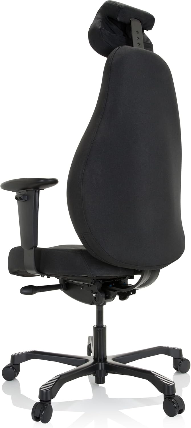 hjh OFFICE 608917 Professionele managersstoel Resistio XXL stoffen bureaustoel ergonomisch, tot 200 kg belastbaar, 24 uur inzetstuk, zwart