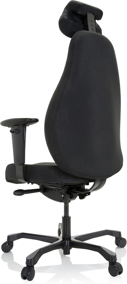 hjh OFFICE 608917 Professionele managersstoel Resistio XXL stoffen bureaustoel ergonomisch, tot 200 kg belastbaar, 24 uur inzetstuk, zwart