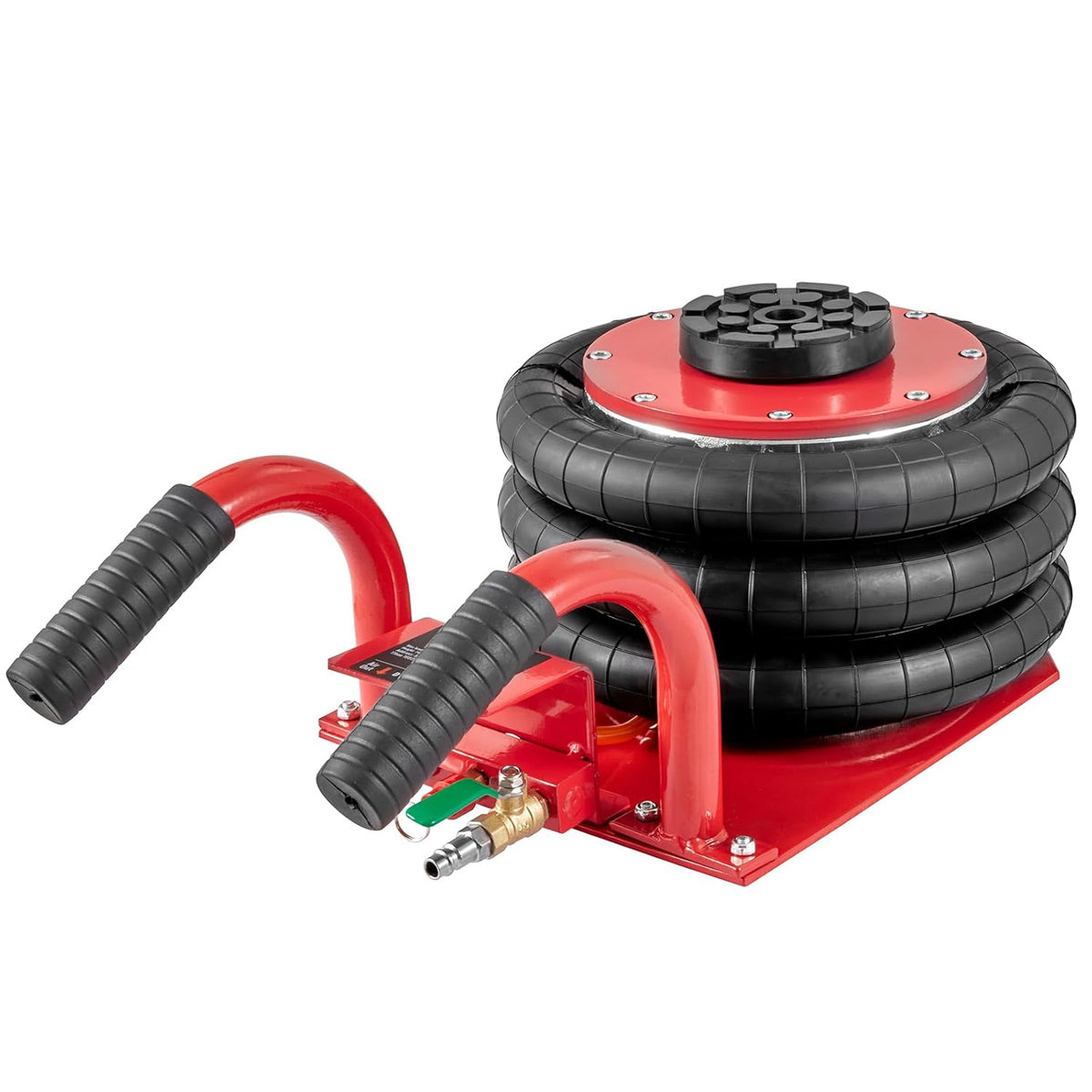 VEVOR Pneumatic Jack 3T 140-450mm Pneumatic Lifting Jack 0.8-1.0MPa Inflatable Jack 3 Air Cushions Fast Lifting Easy Portable for Repair Maintenance Car SUV Workshop Garage Red