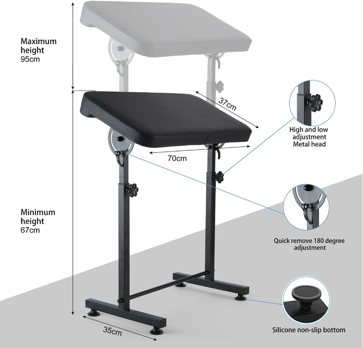 Arm- en handhouder voor tatoeages met groot paneel – optimaal comfort, maximale stabiliteit voor professionele tattoo-artiesten