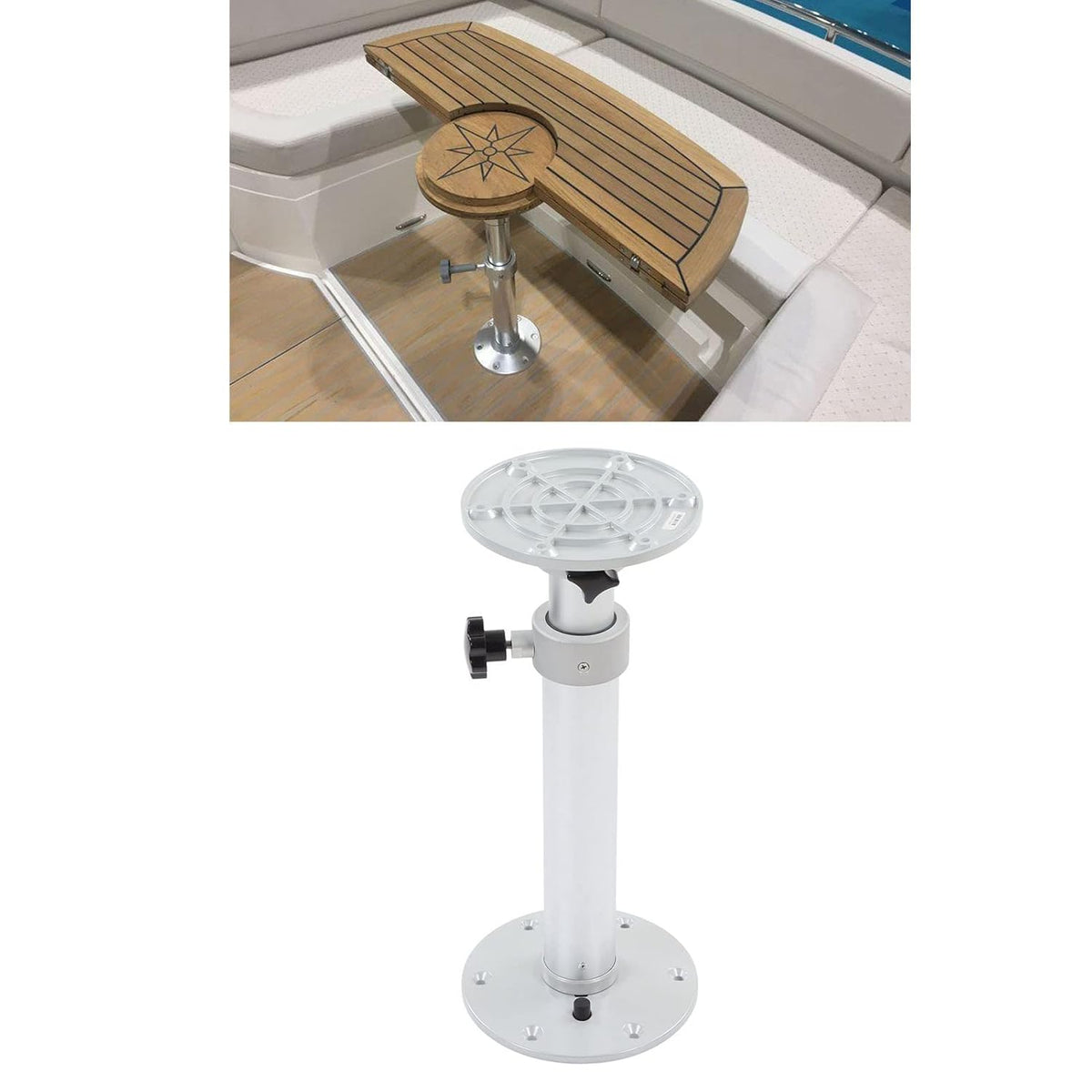 Verstelbare tafelpoot van aluminiumlegering rv table afneembare standaard, montageframe 46 - 60 cm, 360°-draaiknop voor campers, caravans, boten, jachten boat table leg Akcesoria do foteli - QUORE