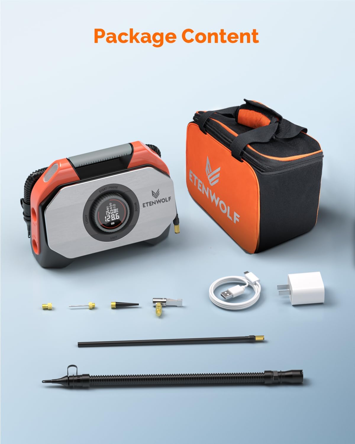 Luchtcompressor – Bandenpomp – Luchtpomp – Fietspomp – Draagbare Compressor – Draadloos Met 19200mAh Accu – 100% Duty Cycle Met Dubbel Cilindersysteem - QUORE