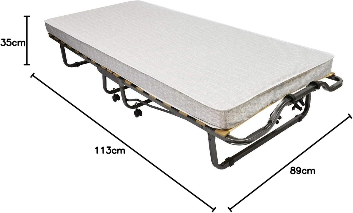 Veraflex 270/90x200 COV Colonia logeerbed, 90 x 200 cm, metalen frame antraciet, matras lichtgrijs incl. beschermhoes