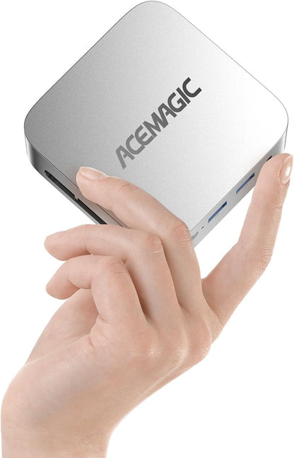 ACEMAGICIAN T8Plus Mini-PC, 12e Generatie Alder Lake N100 (Tot 3,40 GHz), 12 GB LPDDR5 256 GB M.2 SSD Met W11 Pro | Dual RJ45 | 4K HDMI * 3 | WiFi 5 Voor Thuis/Kantoor/School