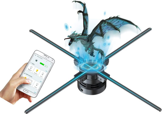 Missyou 3D Hologram Ventilator 70cm met WiFi, Bluetooth, APP-bediening, 832 LED's, Afstandsbediening, Timerfunctie, Geschikt voor Beurs en Reclame Displays, Inclusief 700 Video's