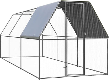 Kippenhok, kippenhok, vrijloopverblijf, kippenhok, kippenren voor kippen, kleine dieren, gevogelte, deur met slot, 2 x 6 x 2 m, verzinkt staal