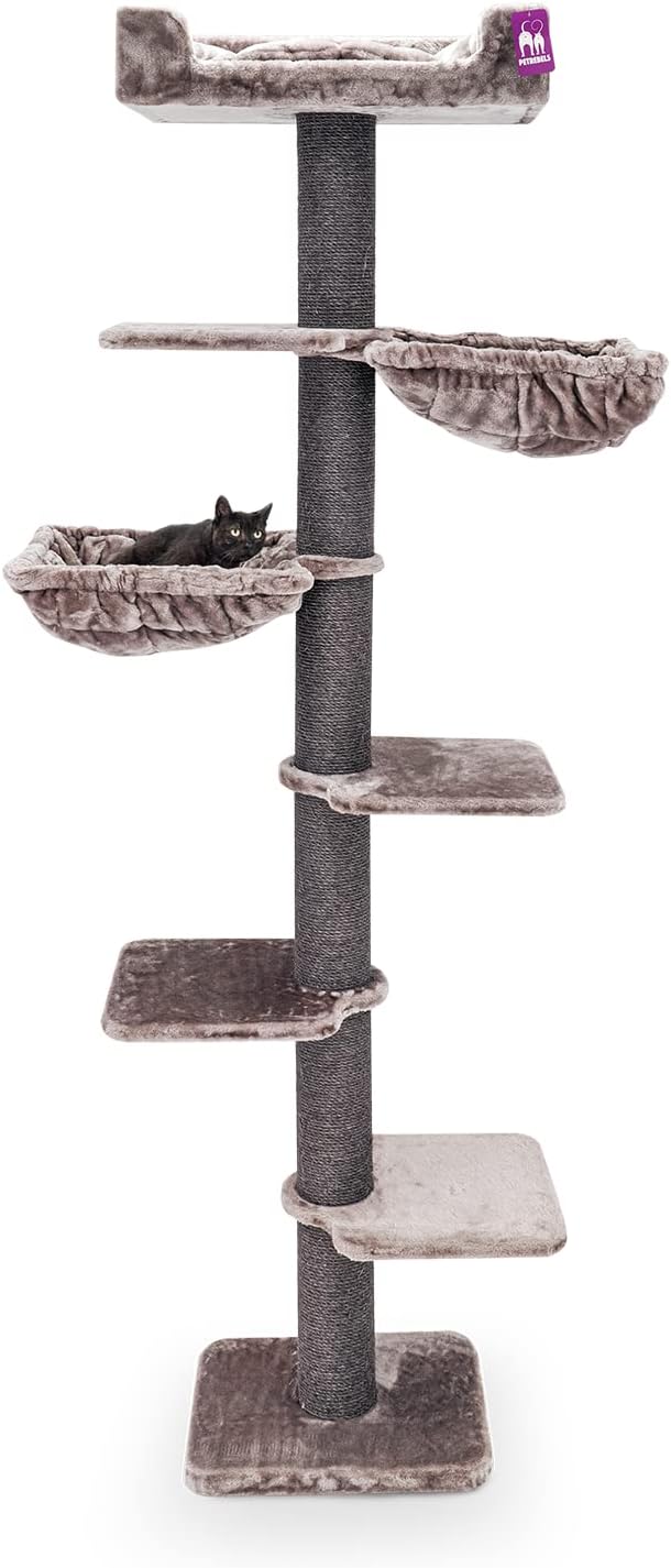 Krabpaal – Kattenboom – Klimpaal – Krabmeubel – Speeltoren – Hoogte 224 cm – Dikke 12 cm Sisalstammen – Kleur Cappuccino