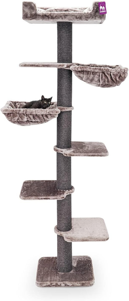 Krabpaal – Kattenboom – Klimpaal – Krabmeubel – Speeltoren – Hoogte 224 cm – Dikke 12 cm Sisalstammen – Kleur Cappuccino