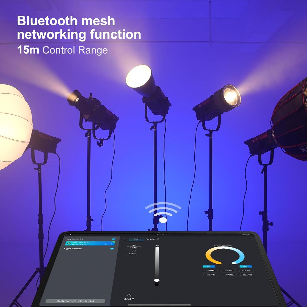 GVM 300W LED-videolamp, 221950lux/1m, ARO SD300B Fotografie Verlichting Kit met APP Control, 2700K-6800K Studio Light Continue Verlichting Kit voor YouTube, Film, 12 Scène-effecten