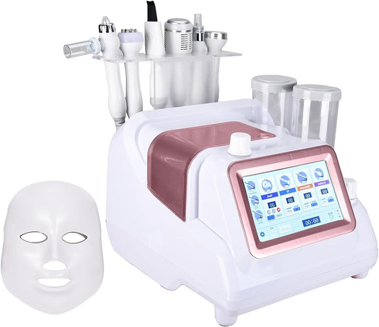 7-in-1 Hydrafacial Machine – Microdermabrasie Apparaat – Zuurstof Gezichtsmachine – LED Lichttherapie – Huidverstrakker – Diepe Poriënreiniging – Zwarte Mee-eters Verwijdering – 9-polige Radiofrequentie