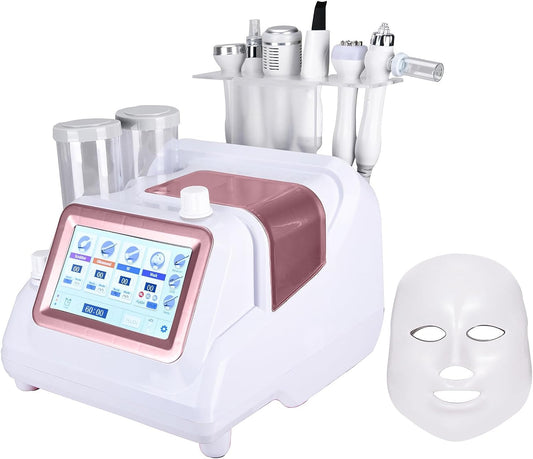 7-In-1 Hydrafaciale Machine – Hydrafacial Apparaat – Gezichtsverzorgingsapparaat – Gezichtsreinigingsapparaat – Huidverstevigingsapparaat – Wit – 9-Polige Sonde – 7-Kleuren LED-Masker