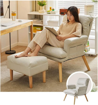 Relaxfauteuil – Relaxstoel – Ligstoel – Fauteuilstoel – Ergonomische Verstelbare Lounge Chair – 6 Verstelbare Standen – Inclusief Voetenbank – Max 150 kg Belastbaar