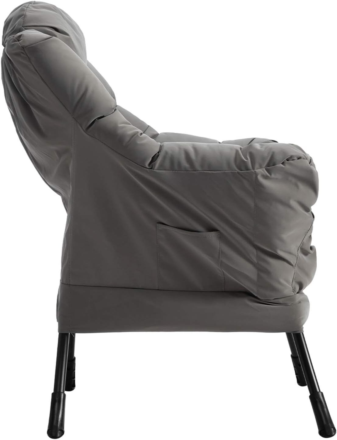 Luie stoel lounge stoel met armleuningen en zijvak relax fauteuil met moderne waterproof stof en stalen frame, Grijs