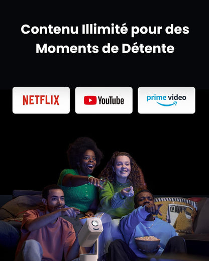 Mini-videoprojector【Geïntegreerde app/Dolby Audio/Turbosonic】 Yaber T1 Pro 1080P FHD en HDR10, draagbare beamer met automatische punt/trapeziumcorrectie, overheadprojector voor thuisbioscoop