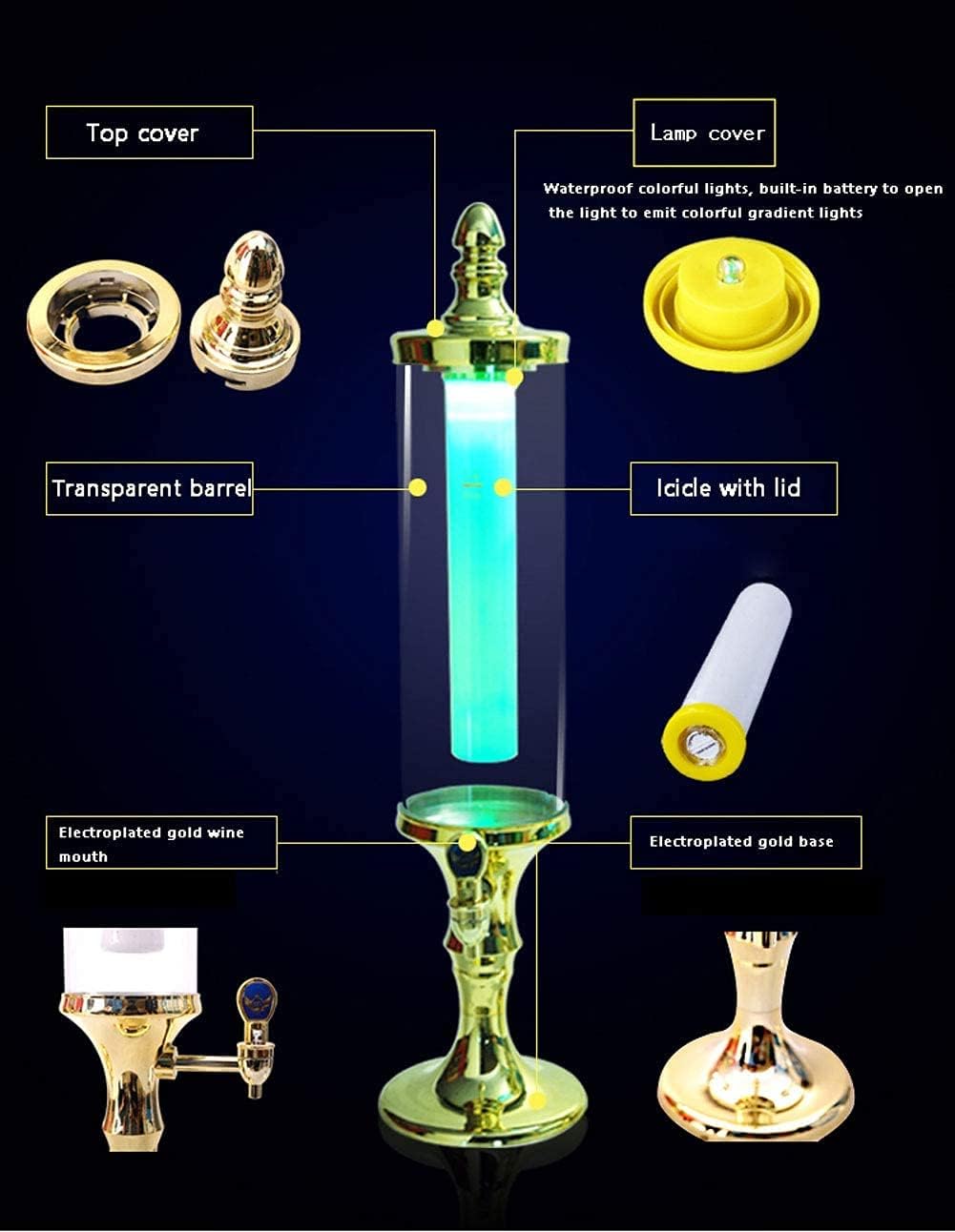Dispenser - Beverage dispenser - Beer tower dispenser - 3L - Beautiful appearance - Gold