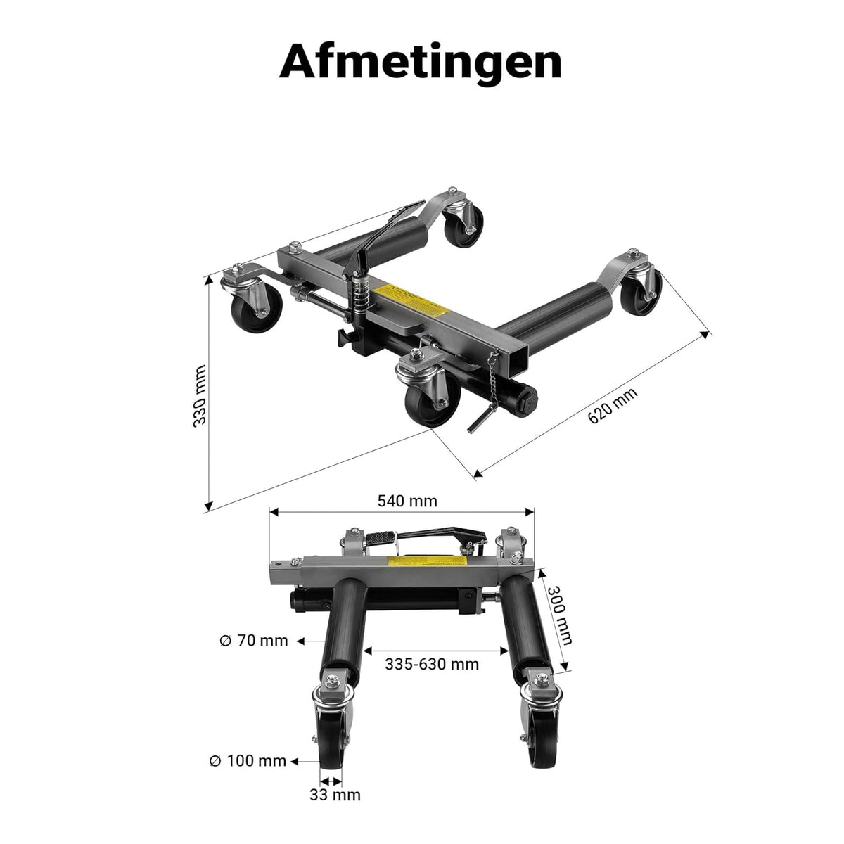 Wiltec rangeerhulp 2x autokrik tot 680 kg draagvermogen per krik, hydraulische krik voor 30 cm bandbreedte