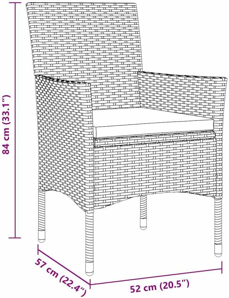 vidaXL 3 Piece Garden Dining Set Grey Poly Rattan - QUORE