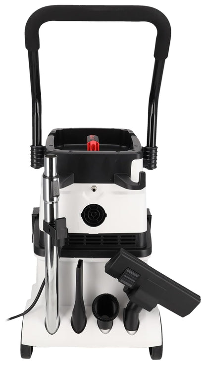 Industriële stofzuiger met automatische filterreiniging en aansluitbaar compressor- en persluchtsysteem, filterklasse M, gewicht 17,4 kg, zuigvermogen 24 kPa, reservoir 40 l DEDRA DED6609P