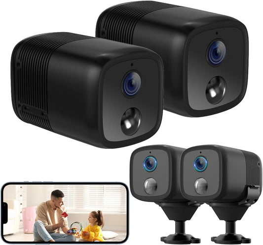 UCOCARE Spionagecamera draadloos 2-delig, op 5200 mAh batterij, 1080P HD, 160 graden, 10 m nachtzicht, Ondersteunt SD/Cloud