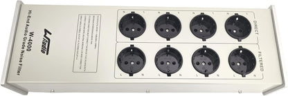 Stroomfilter Zilver – Power Conditioner – Netfilter – Spanningsfilter – Vermogensreiniger – 4 Gefilterde en 4 Directe Stopcontacten – Metalen Behuizing