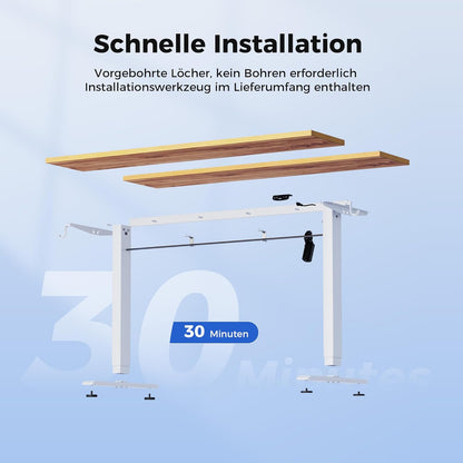 Agilestic In hoogte verstelbaar bureau 140 x 60 cm, stabiel bureau met elektrische hoogteverstelling en handmatige bediening met geheugen, ergonomisch bureau om staand of zittend te werken, lichtbruin