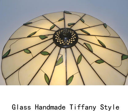 16 Inch Vintage Leaf Tiffany Style Ceiling Light Stained Glass Ceiling Lamp Flush Mount Ceiling Lighting Fixtures Lamps (40CM Leaf A)