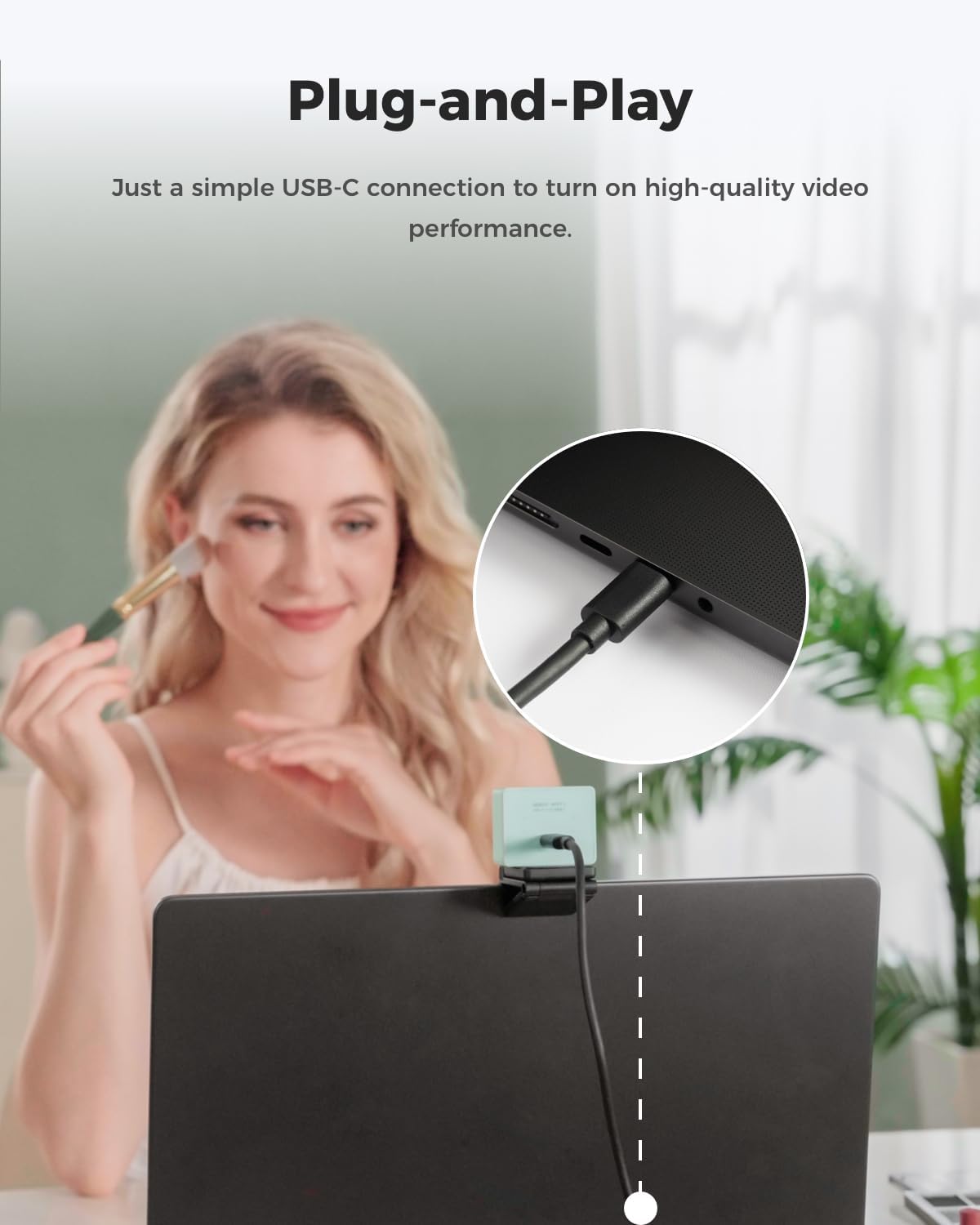 OBSBOT Meet 2-4K Webcam for PC with 1/2" Sensor, AI Framing & Autofocus, Beauty Mode, Lightweight, HDR, Webcam with Microphone, 60 FPS, Web cam for Streaming, Meeting, Gaming, etc. (Aurora Green)