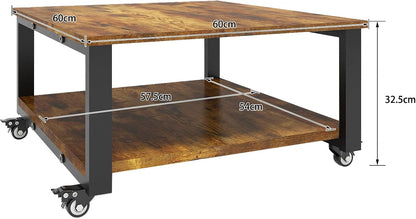 Printertafel Verrijdbaar – Printerstandaard – Printerrek – Printerkar – Opbergtafel – 2 Niveaus, 60 x 60 cm – 4 Zwenkwielen Met Rem