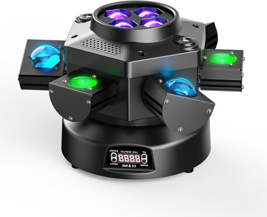 180W Moving Head LED RGBW Party Light LED Flood Light Stage Lighting dmx512 Sound Activated Light Effect with 6 Light Arms for DJ Bar Birthday Disco Wedding Floodlight - QUORE